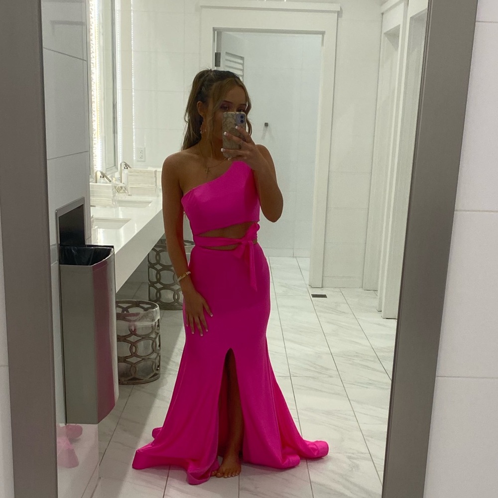 Hot pink prom dress